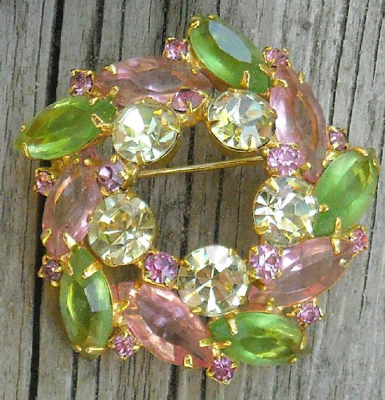 Front view of Pastel Navettes Brooch