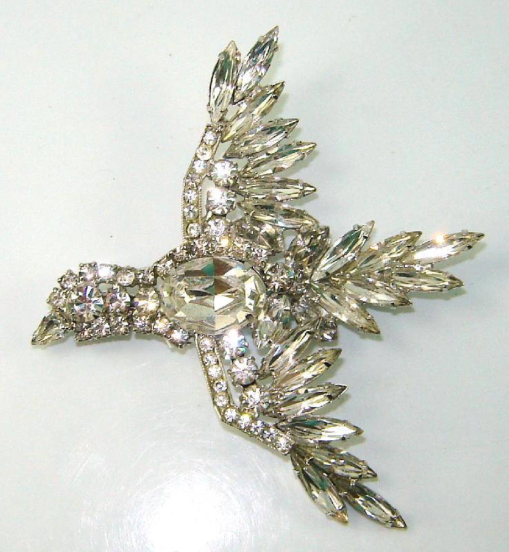 Front view of Clear Navettes Brooch