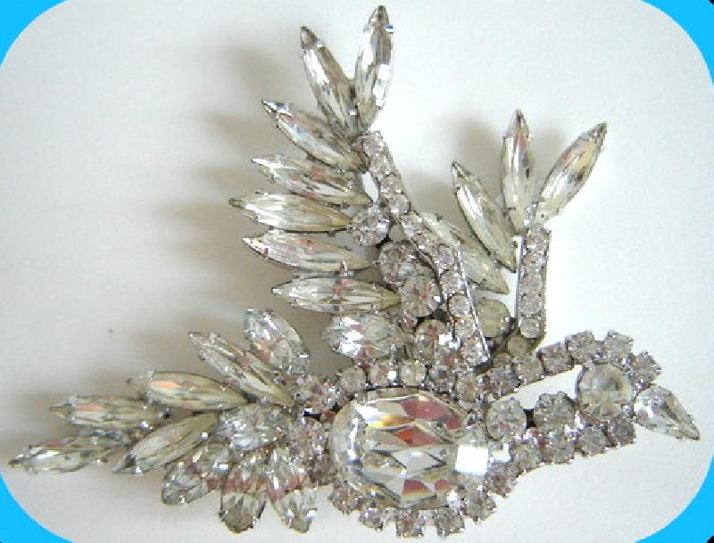 Front view of Clear Navettes Brooch