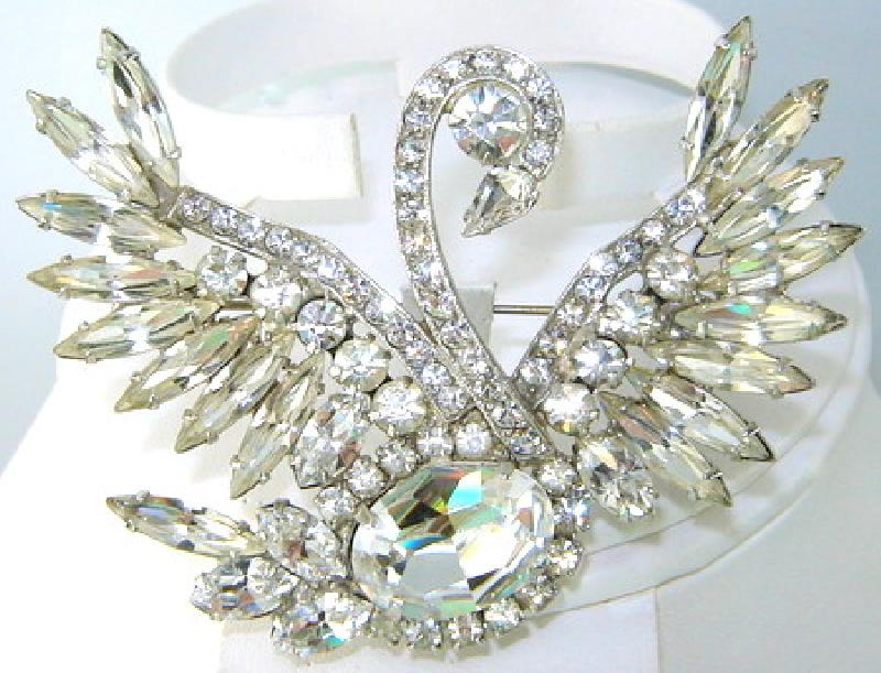 Front view of Clear Navettes Brooch