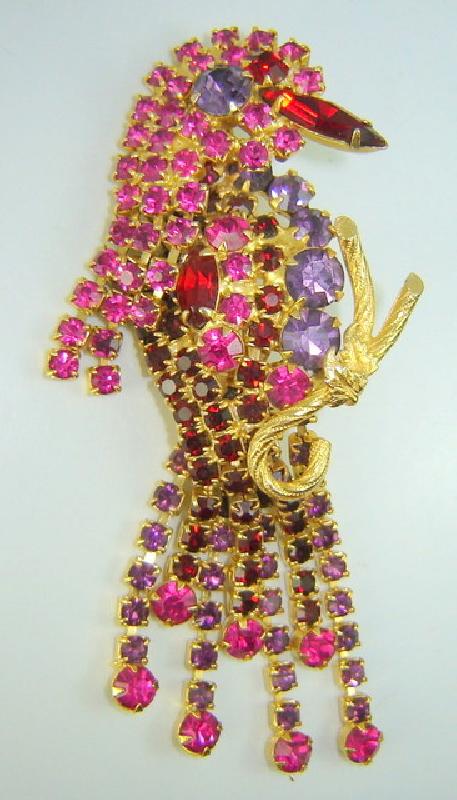 Front view of Pink Navettes Brooch