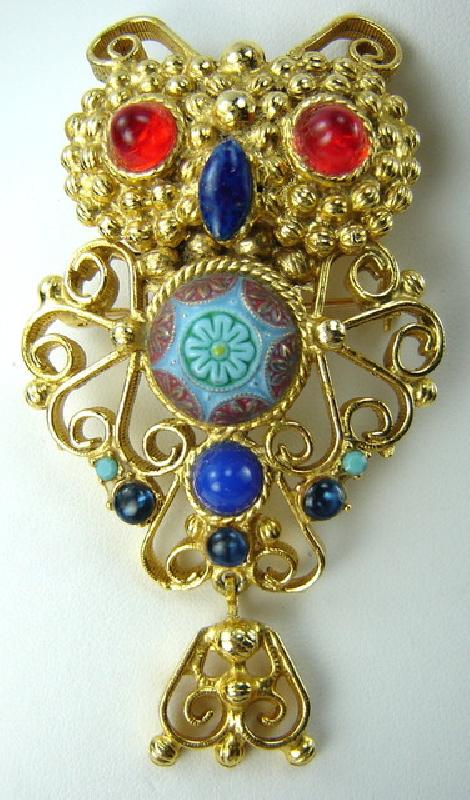 Front view of Blue Cabochons Molded/Cut Pin Pendant