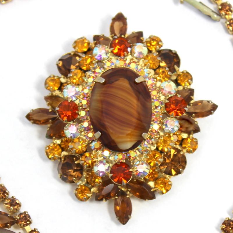 Front view of Topaz Oval Givre Pin Pendant