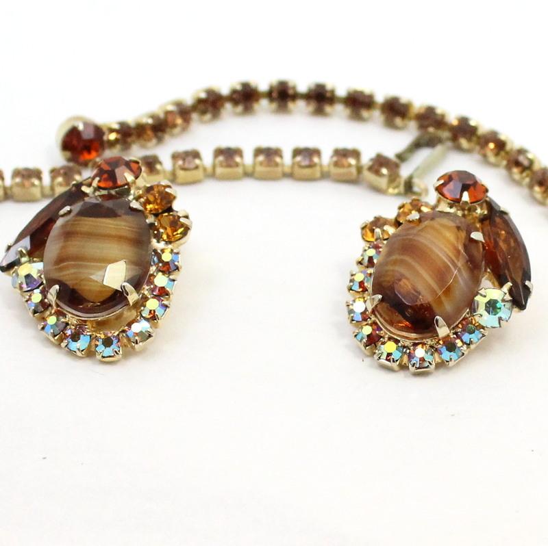 Front view of Topaz Oval Givre Earrings Clip