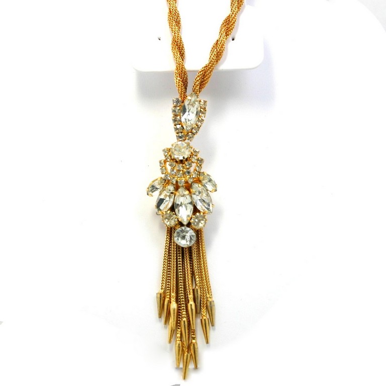 Front view of Clear Navettes Necklace