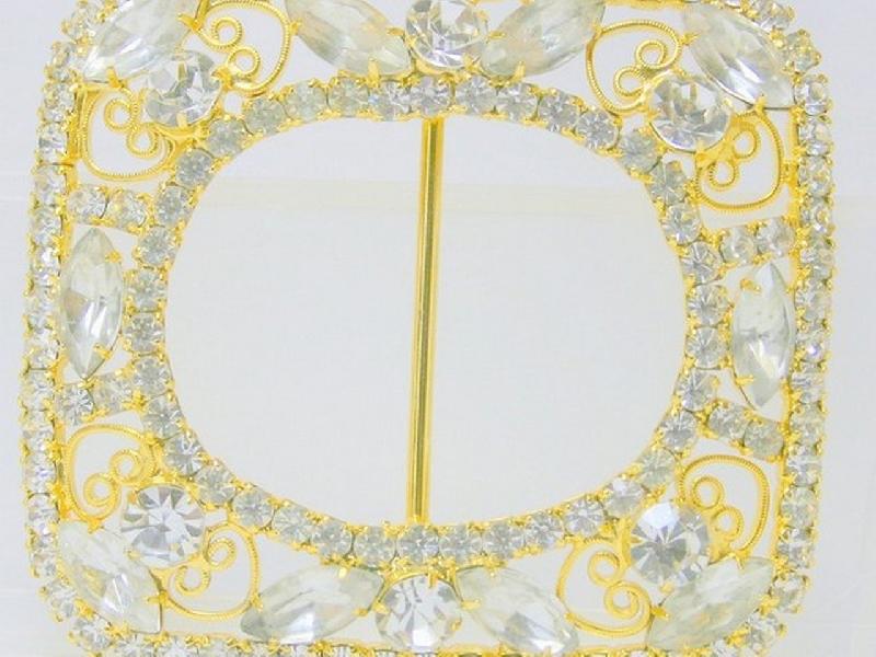 Front view of Clear Navettes Belt Buckle