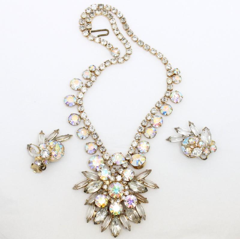 Front view of Clear Navettes Necklace