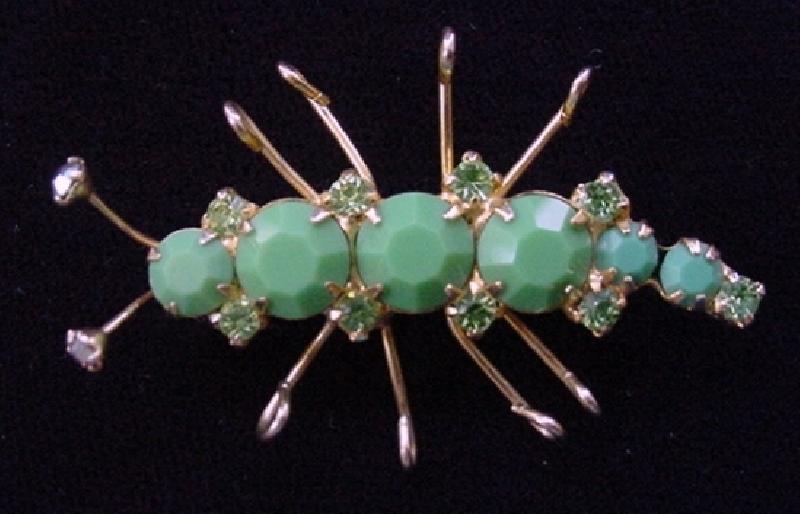 Front view of Green Chatons Only Brooch