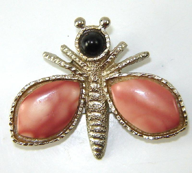 Front view of Pink Navettes Brooch