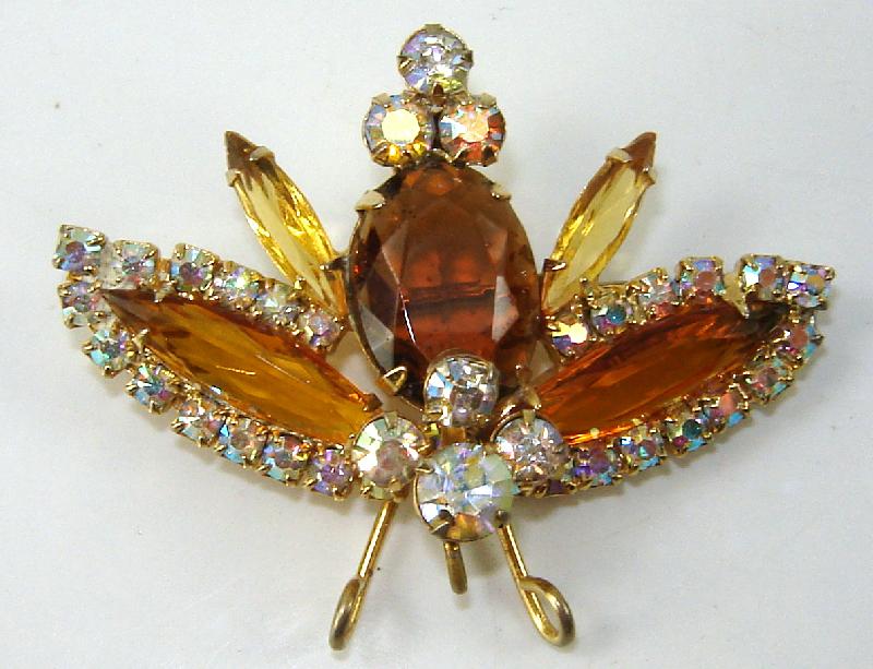 Front view of Topaz Navettes Brooch