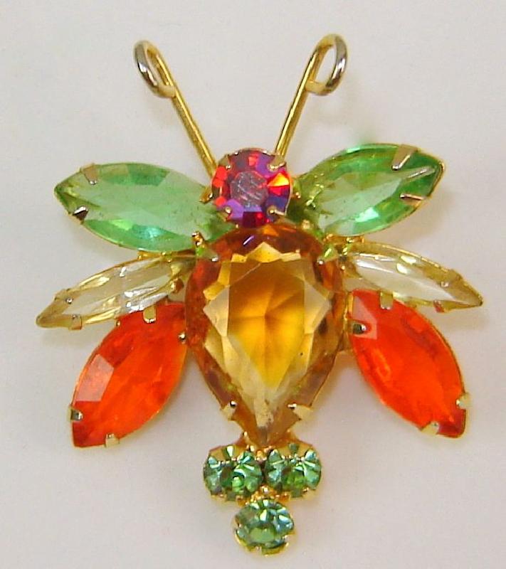 Front view of Multiple Colors Pear Brooch