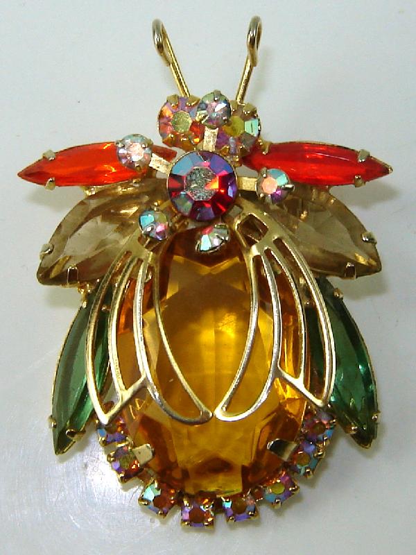 Front view of Multiple Colors Oval Brooch