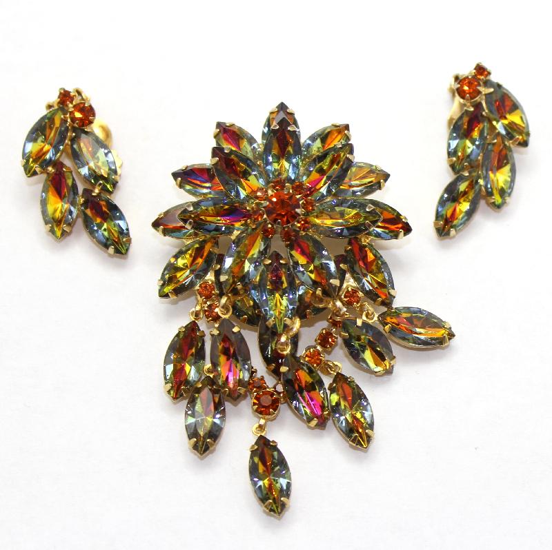 Front view of Topaz Navettes Multi-Color/Shaded Pin Pendant