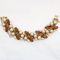 Topaz Pear Pearl Bracelet 5 Link