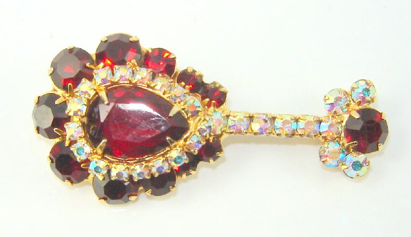 Front view of Red Pear Brooch