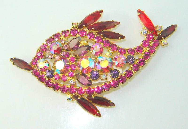 Front view of Multiple Colors Navettes Brooch