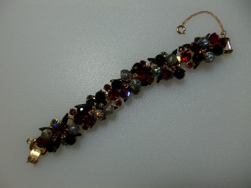 Front view of Red Navettes Bracelet 5 Link