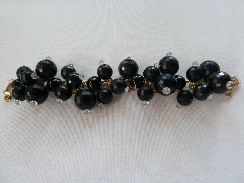 Front view of Black (jet) Chatons Only Bracelet 5 Link