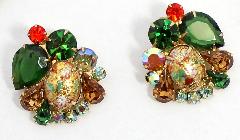Multiple Colors Pear Painted (hand/Transfer) Earrings Clip