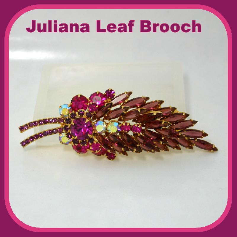 Front view of Purple (cardinal) Navettes Brooch