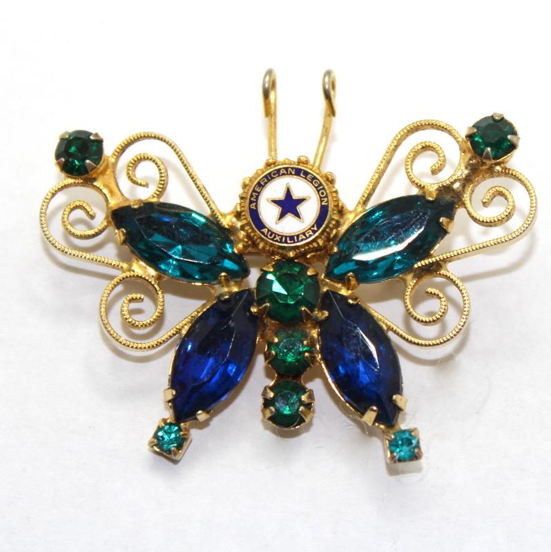 Front view of Blue Navettes Brooch