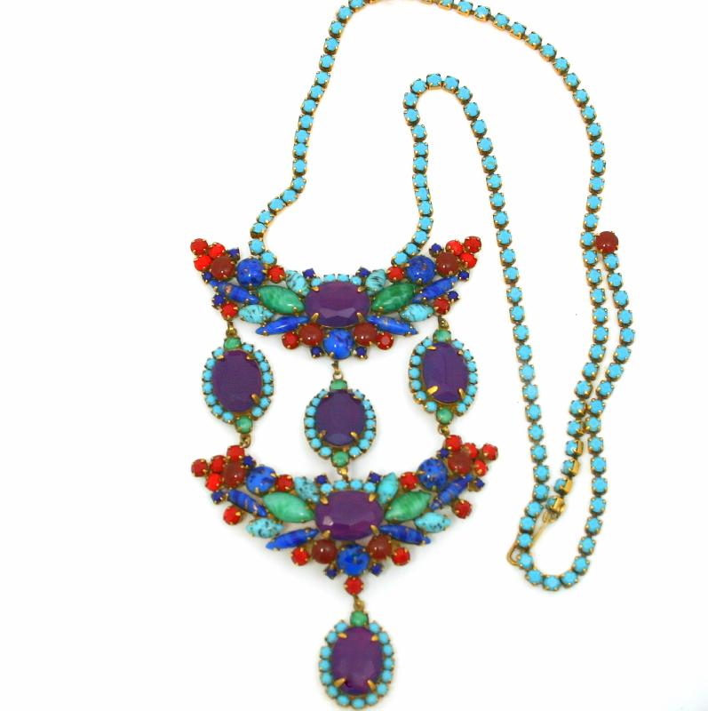 Front view of Multiple Colors Oval Necklace
