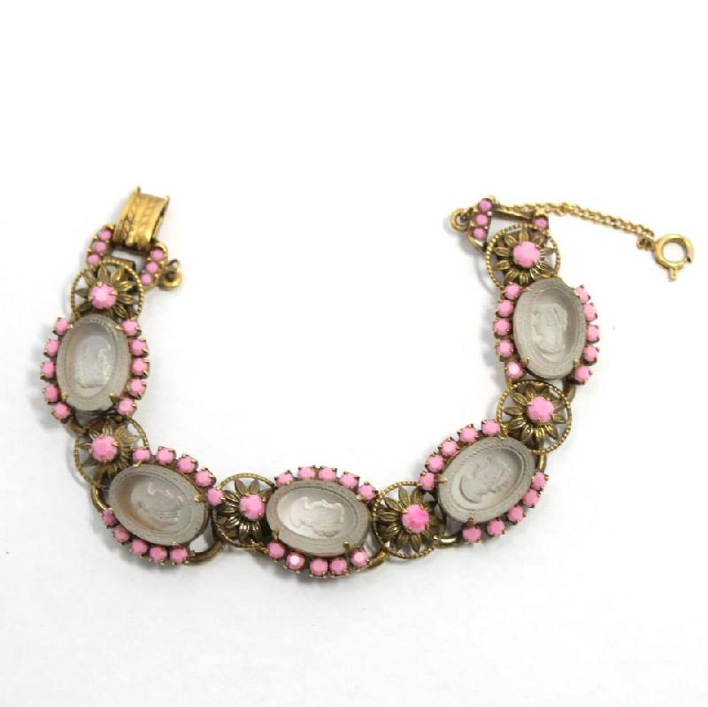 Front view of Pink Chatons Only Bracelet 5 Link