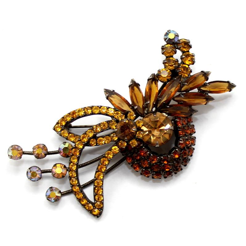 Front view of Topaz Navettes Brooch
