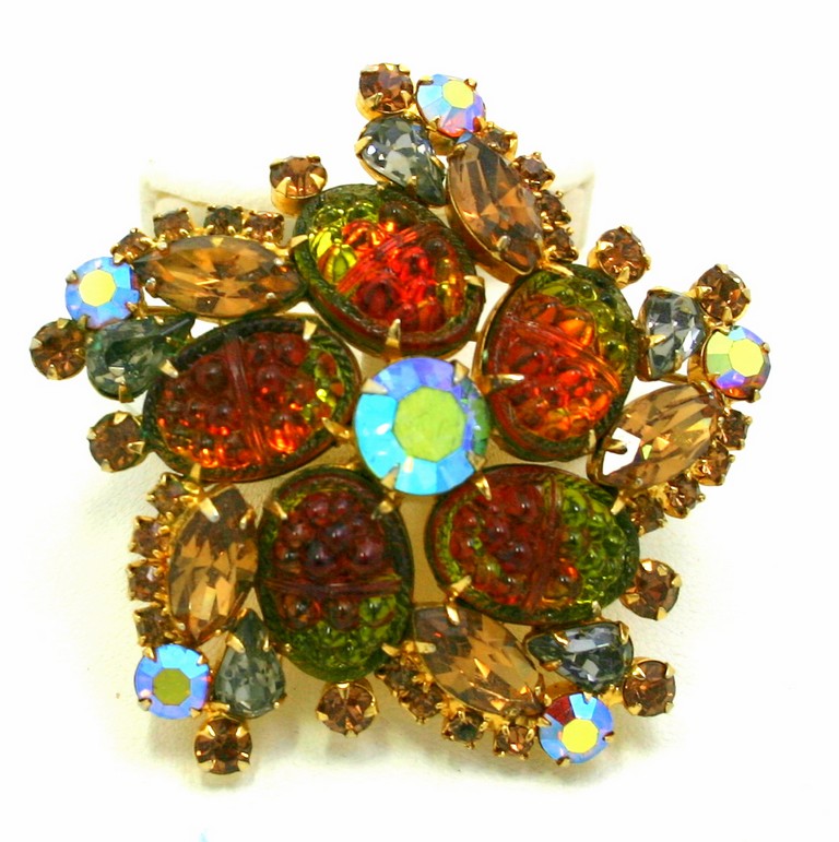 Front view of Topaz Cabochons Molded/Cut Brooch