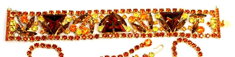 Front view of Topaz Triangle Multi-Color/Shaded Bracelet Flat Push In