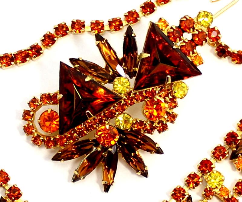 Front view of Topaz Triangle Multi-Color/Shaded Brooch