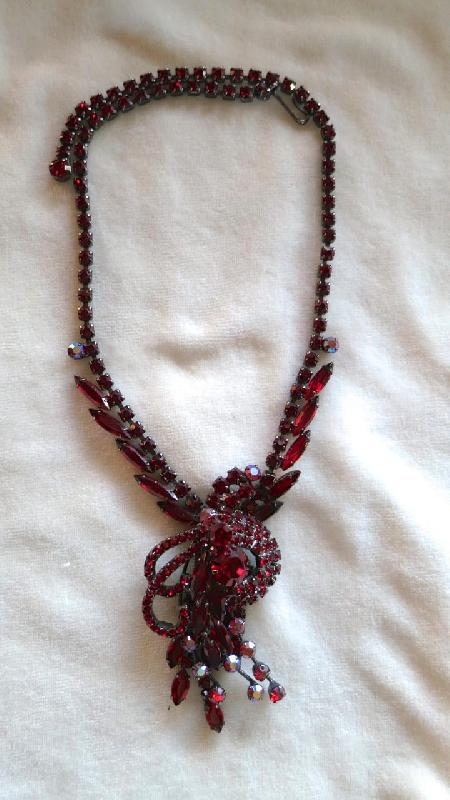 Front view of Red Navettes Necklace