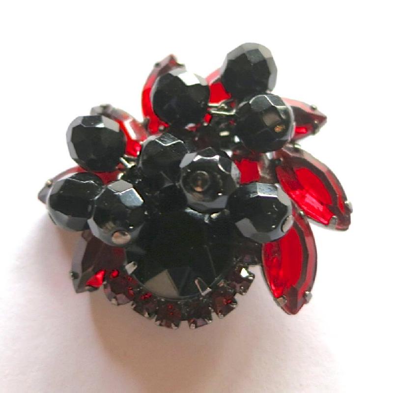 Front view of Red Navettes Brooch