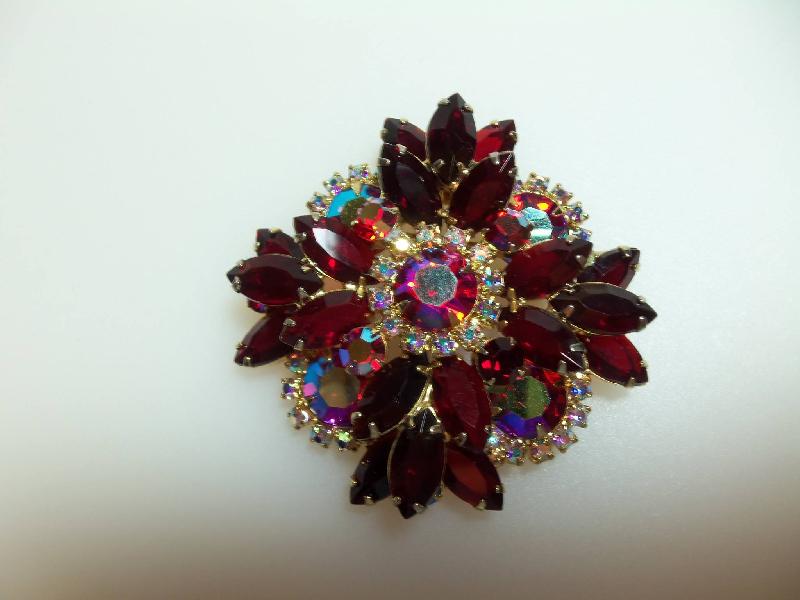 Front view of Red Navettes Pin Pendant