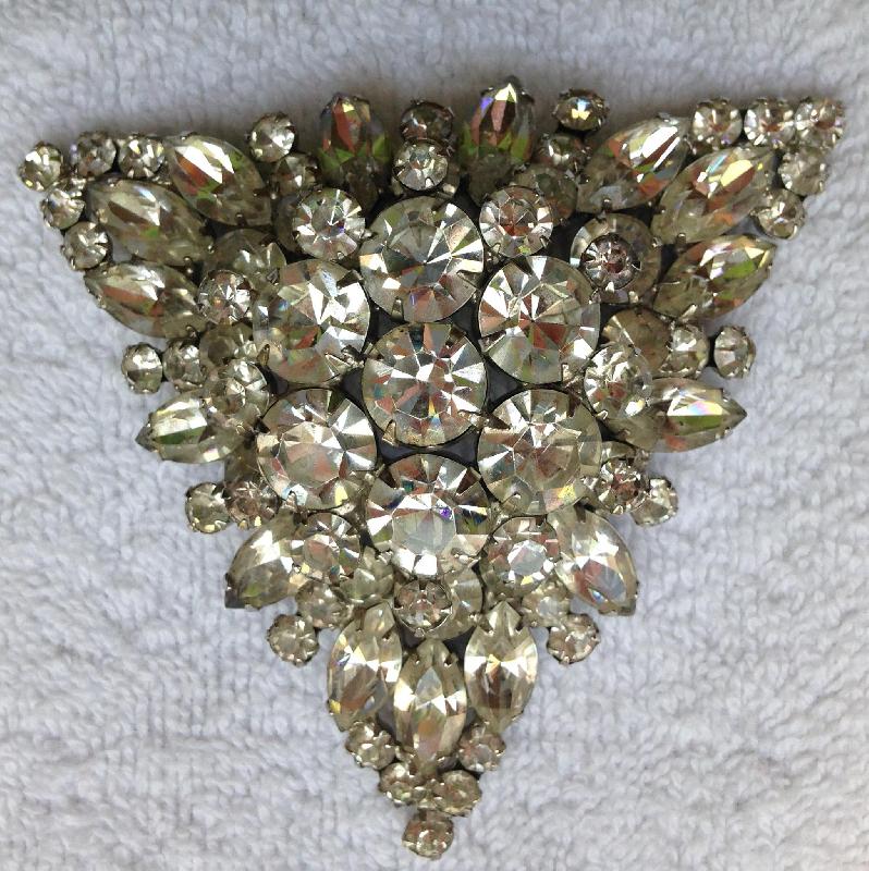 Front view of Clear Navettes Brooch
