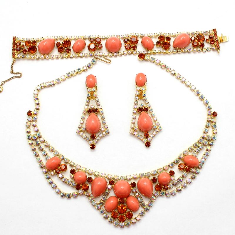 Front view of Orange Cabochons Plastic Necklace