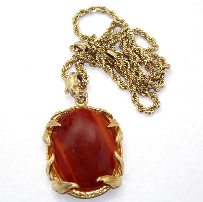 Front view of Topaz Cabochons Plastic Pendant