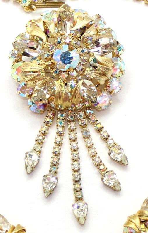 Front view of Clear Navettes Brooch