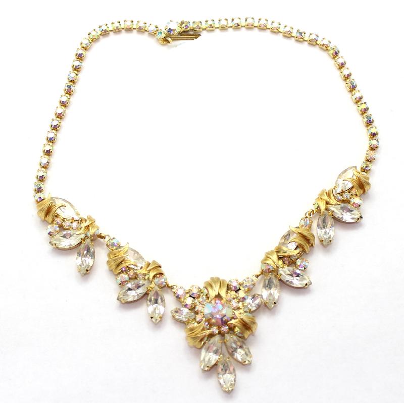 Front view of Clear Navettes Necklace