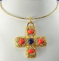 Orange Cabochons Plastic Necklace