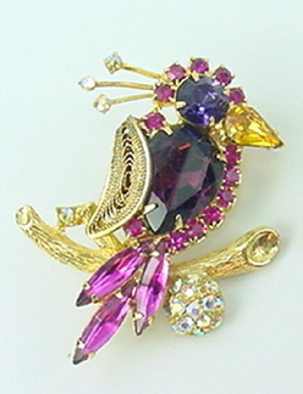Front view of Purple (cardinal) Pear Brooch