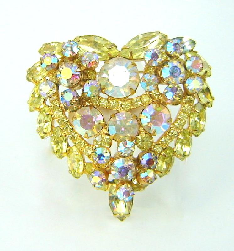 Front view of Yellow Navettes Brooch