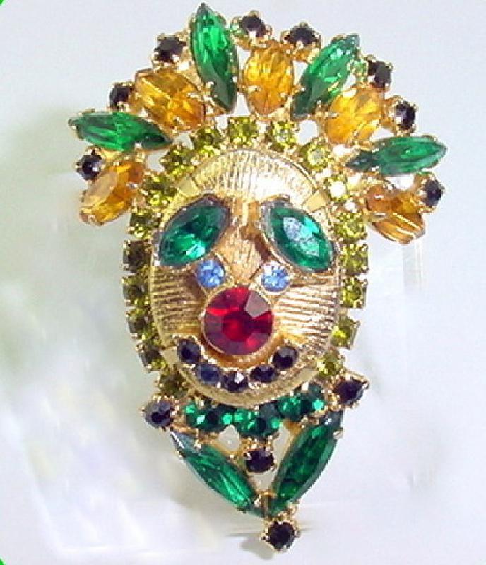 Front view of Green Navettes Brooch