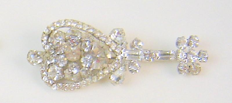 Front view of Clear Pear Brooch