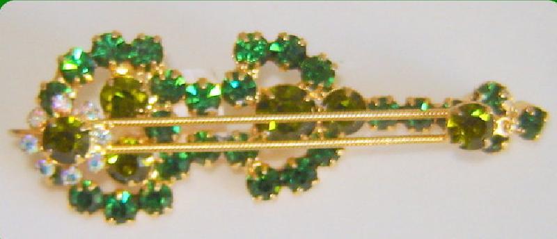 Front view of Green Chatons Only Brooch