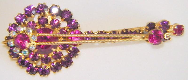 Front view of Purple (cardinal) Chatons Only Brooch