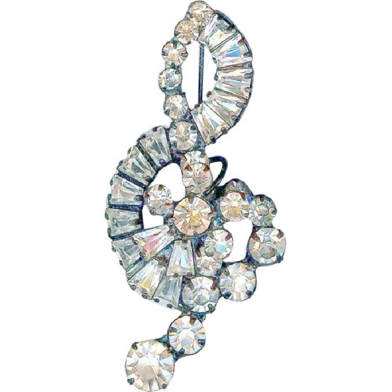 Front view of Clear Keystones Brooch