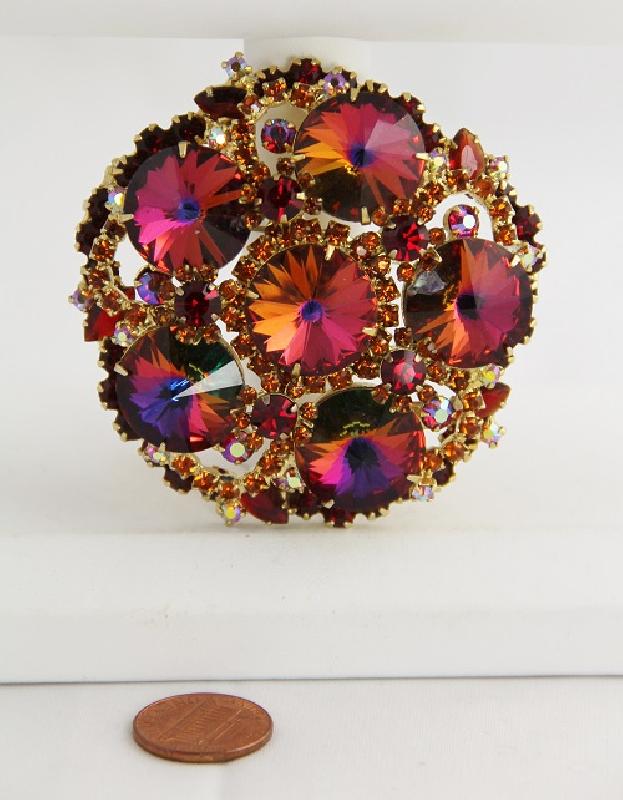 Front view of Pink Navettes Rivoli/Margarita Brooch