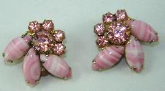 Pink Navettes Striped Earrings Clip