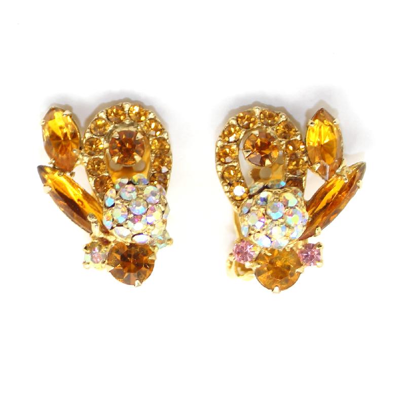 Front view of Topaz Navettes Earrings Clip